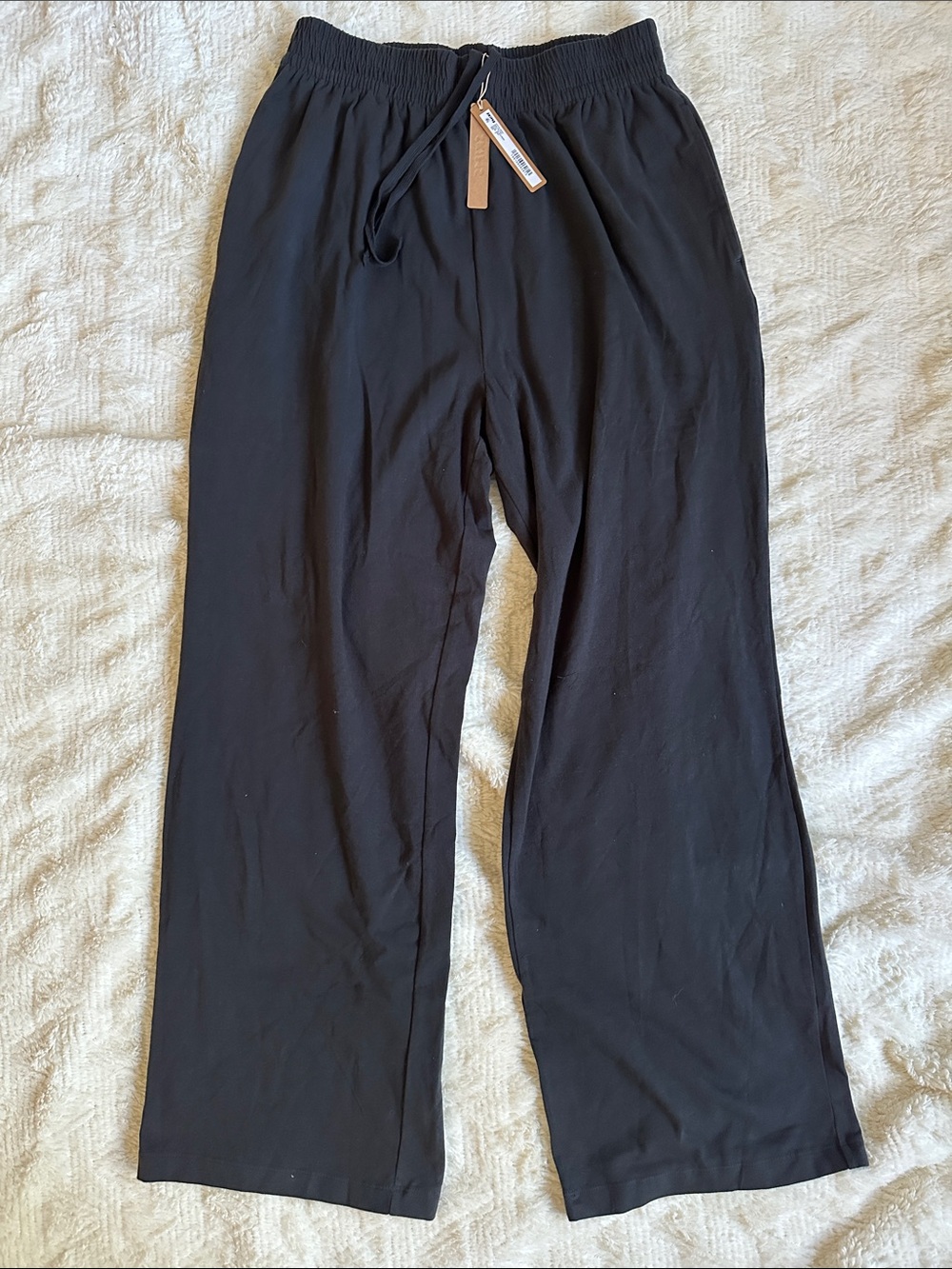 SKIMS Cotton Jersey Wide Leg Pant - Soot (Black)